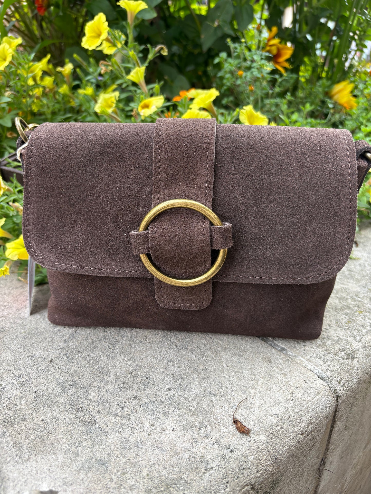 Sac bandoulière daim Camel Jade