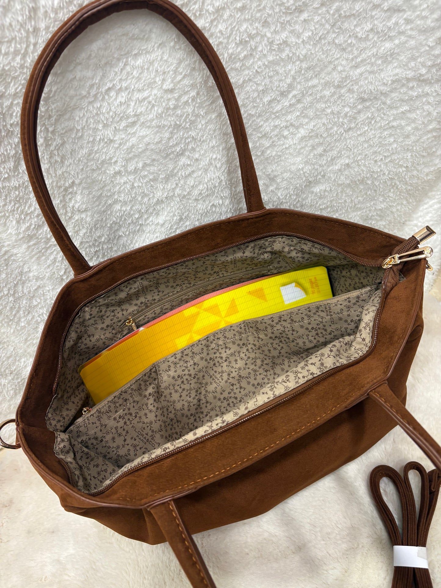 Le Cabas camel Suédine Chic Tessa | Flora & Co Paris