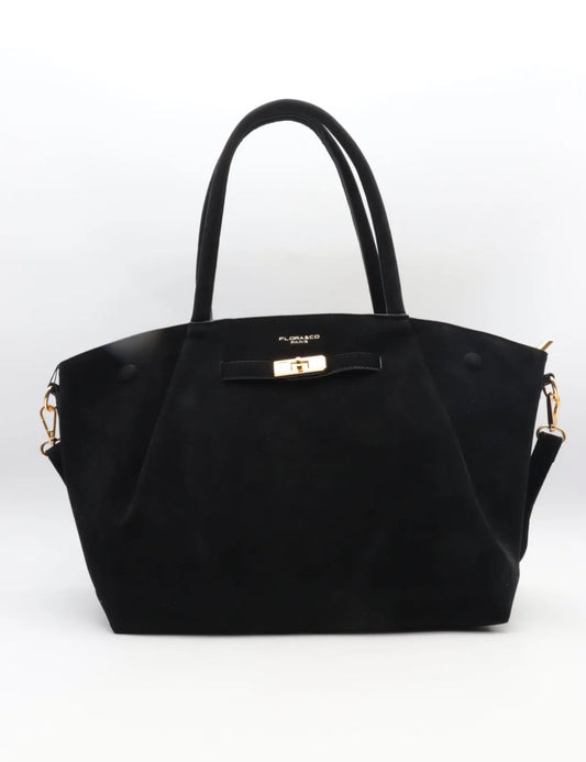 Le Cabas noir Suédine Chic Tessa | Flora & Co Paris