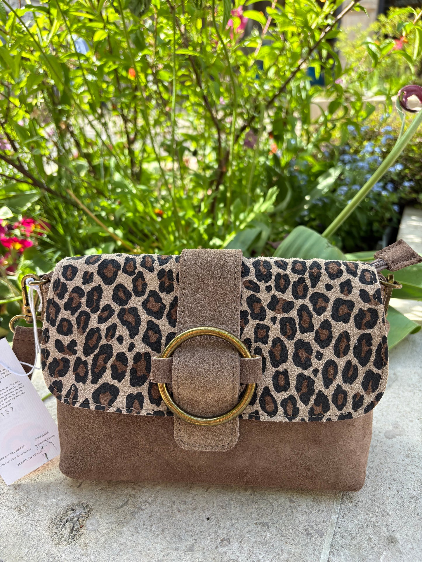 Sac bandoulière daim beige Jade