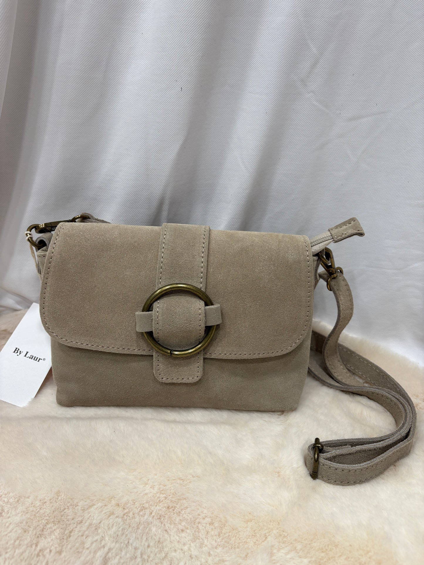 Sac bandoulière daim beige Jade