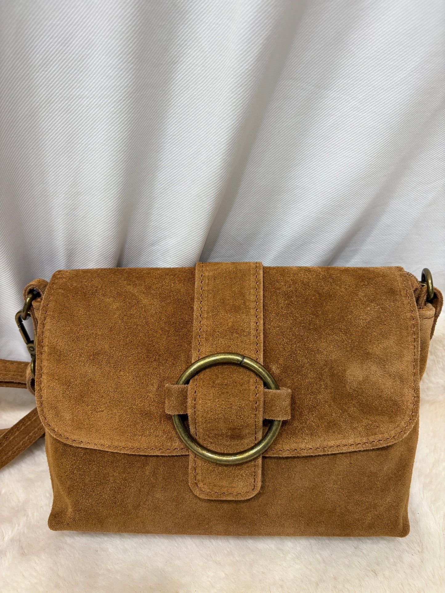 Sac bandoulière daim Camel Jade