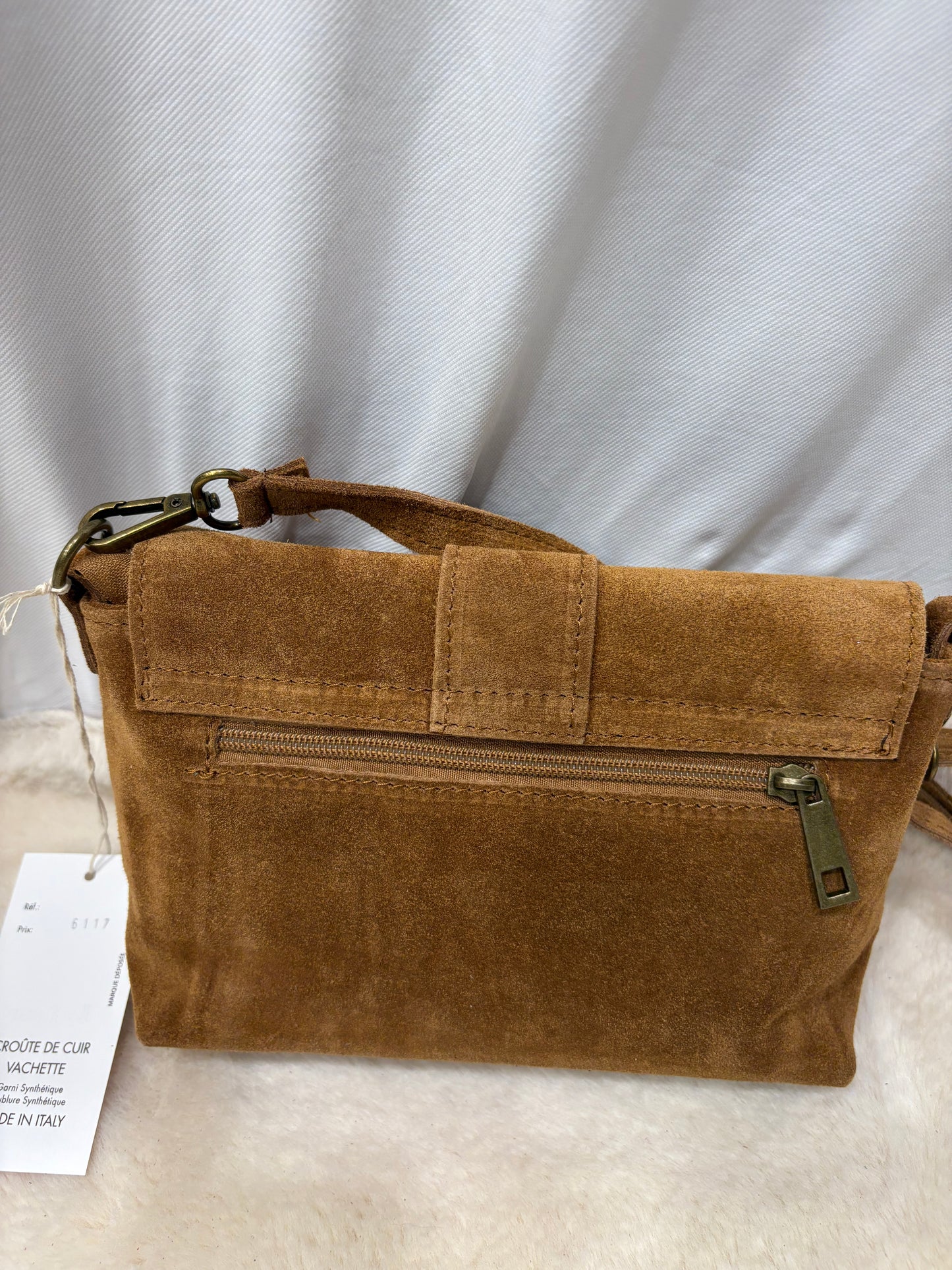 Sac bandoulière daim Camel Jade