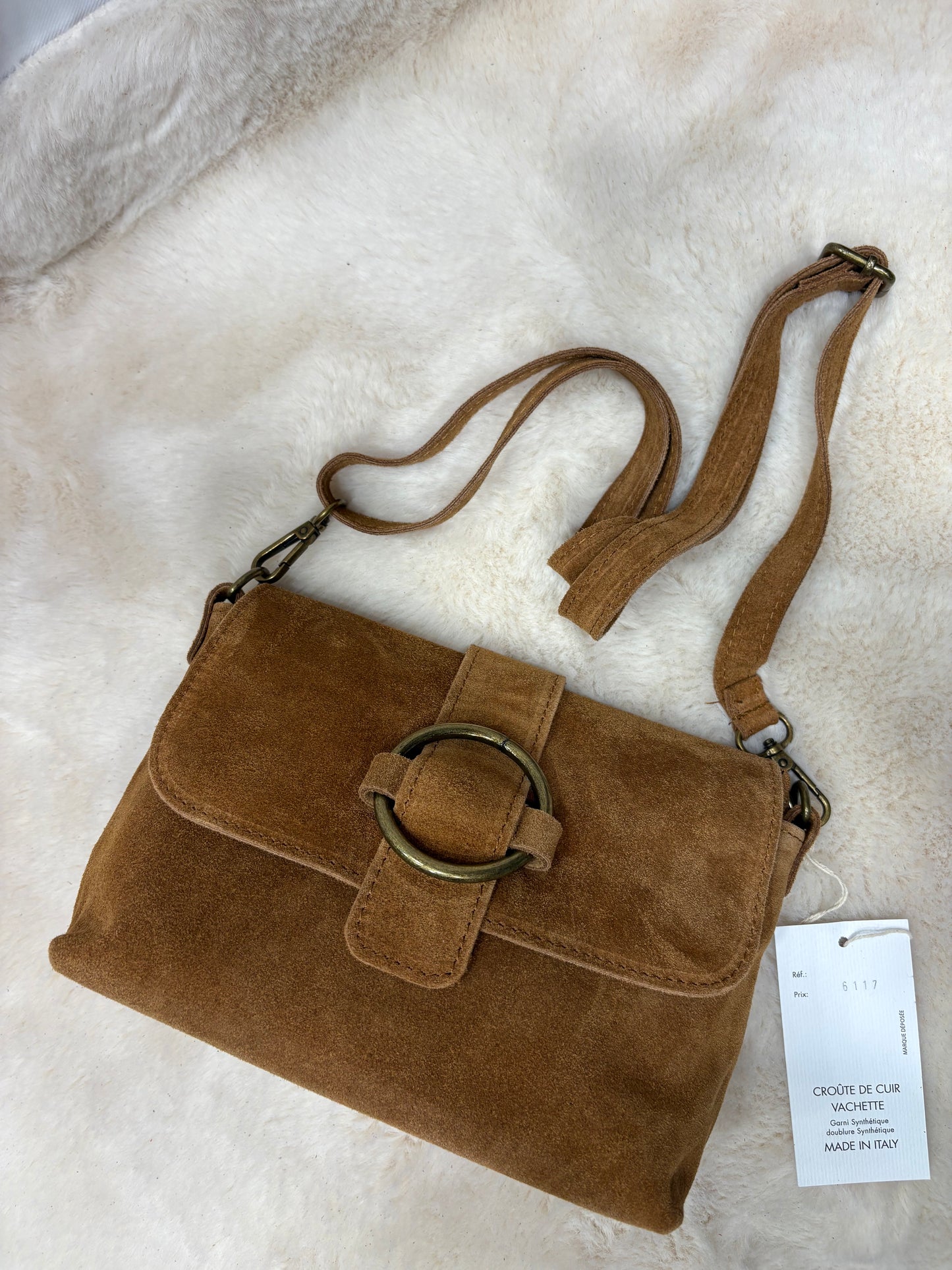 Sac bandoulière daim Camel Jade
