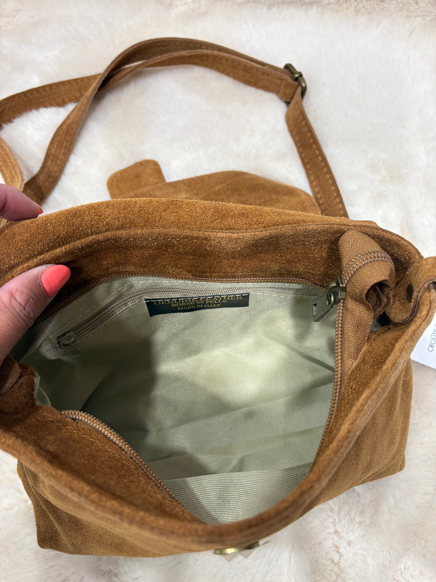 Sac bandoulière daim Camel Jade