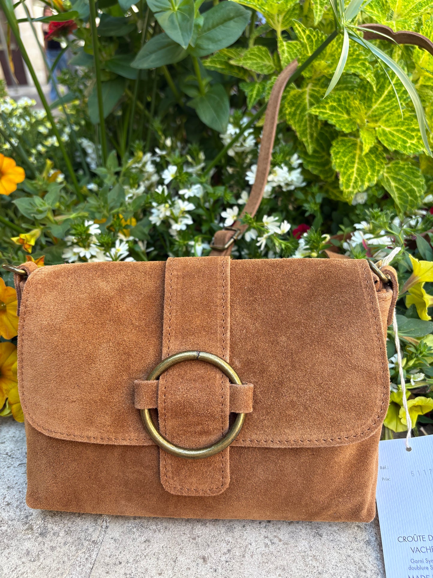 Sac bandoulière daim beige Jade