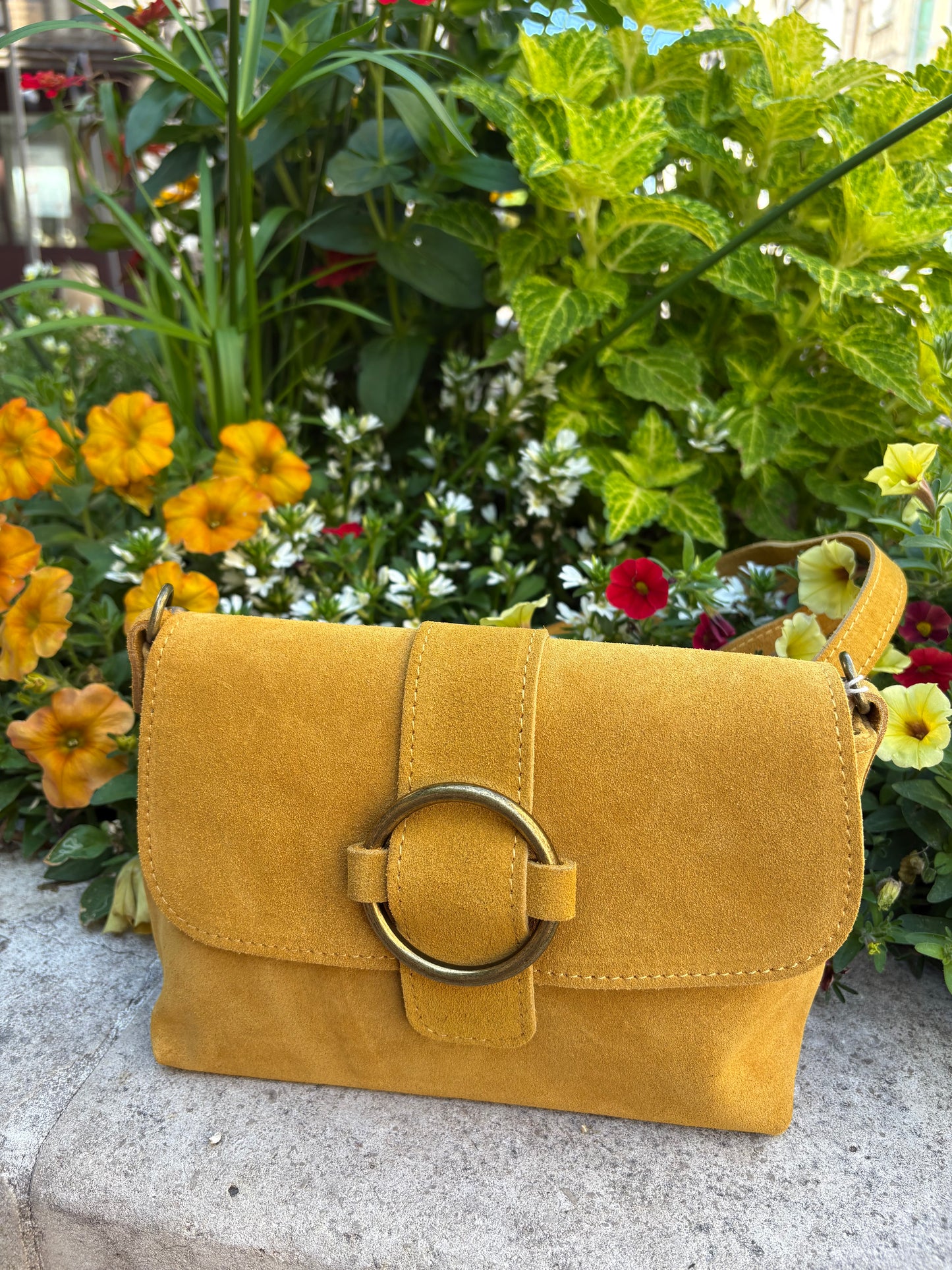 Sac bandoulière daim beige Jade