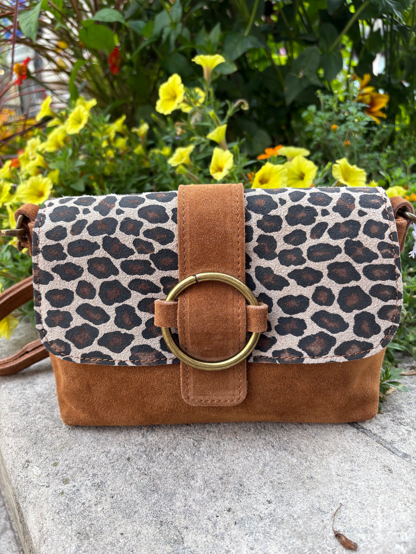Sac bandoulière daim beige Jade