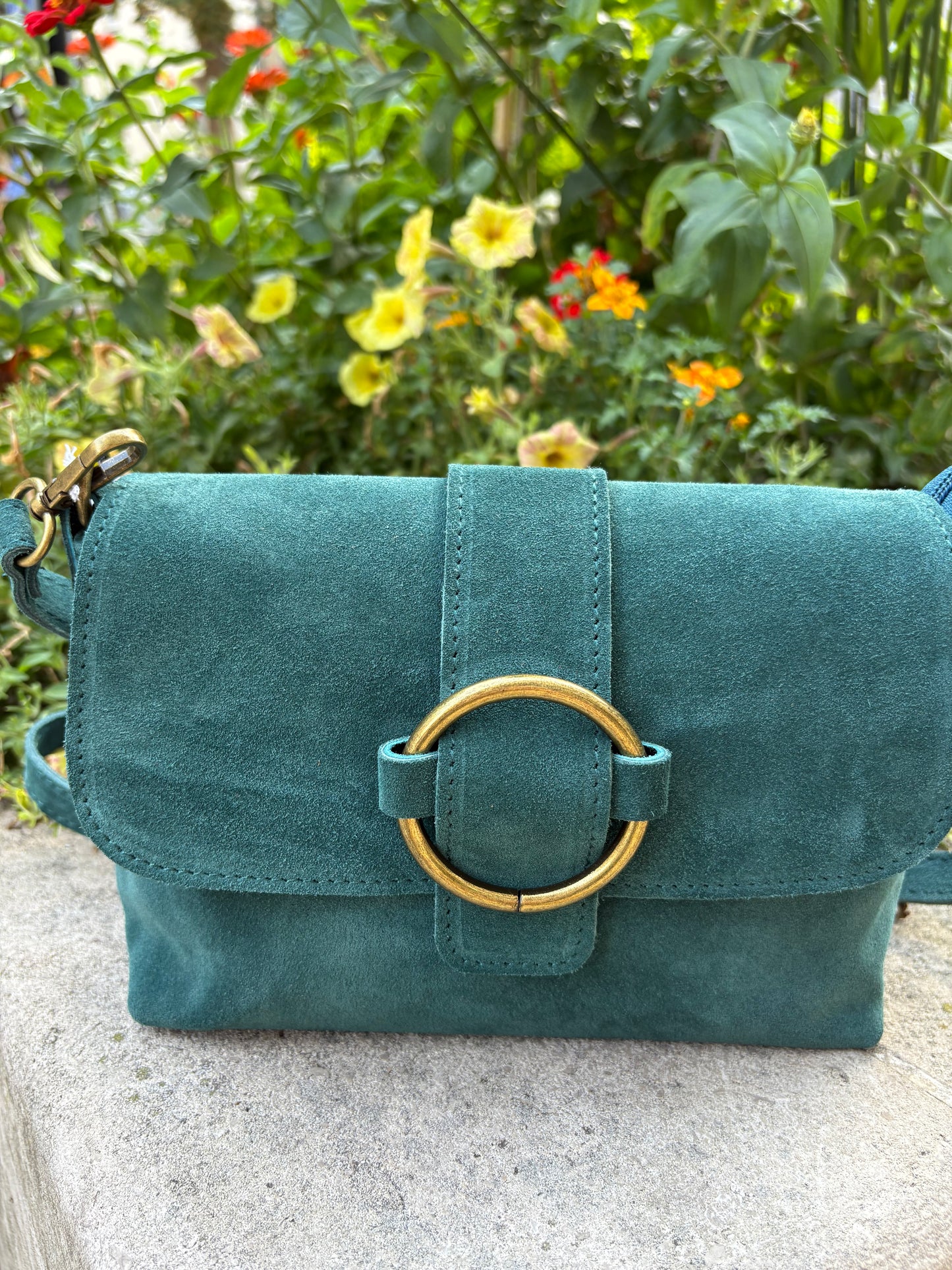 Sac bandoulière daim beige Jade